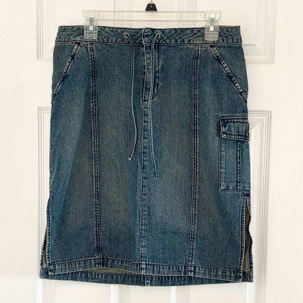 London Jean Denim Cargo Midi Skirt Women’s Size 10 Blue 100% Cotton